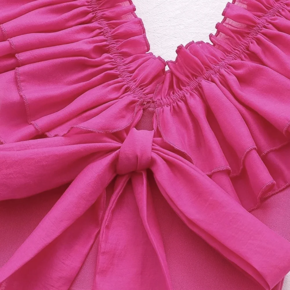 NWT Luxury Spring Chiffon Ruffle Sleeve Blouse S: Small & Medium - Picture 8 of 14
